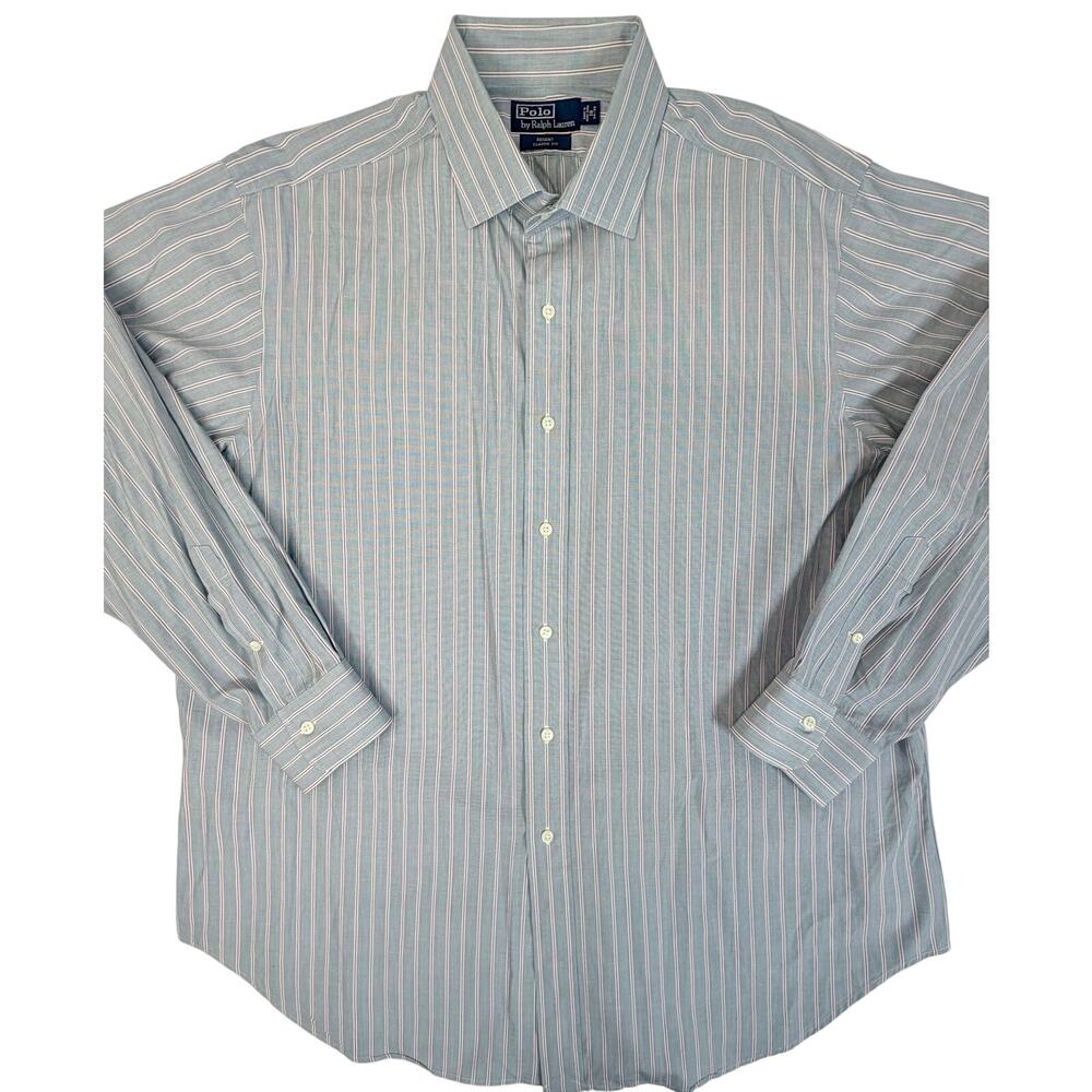 Vintage Polo Ralph Lauren Regent Classic Fit Men’s 34/35 Blue Red Stripe Shirt